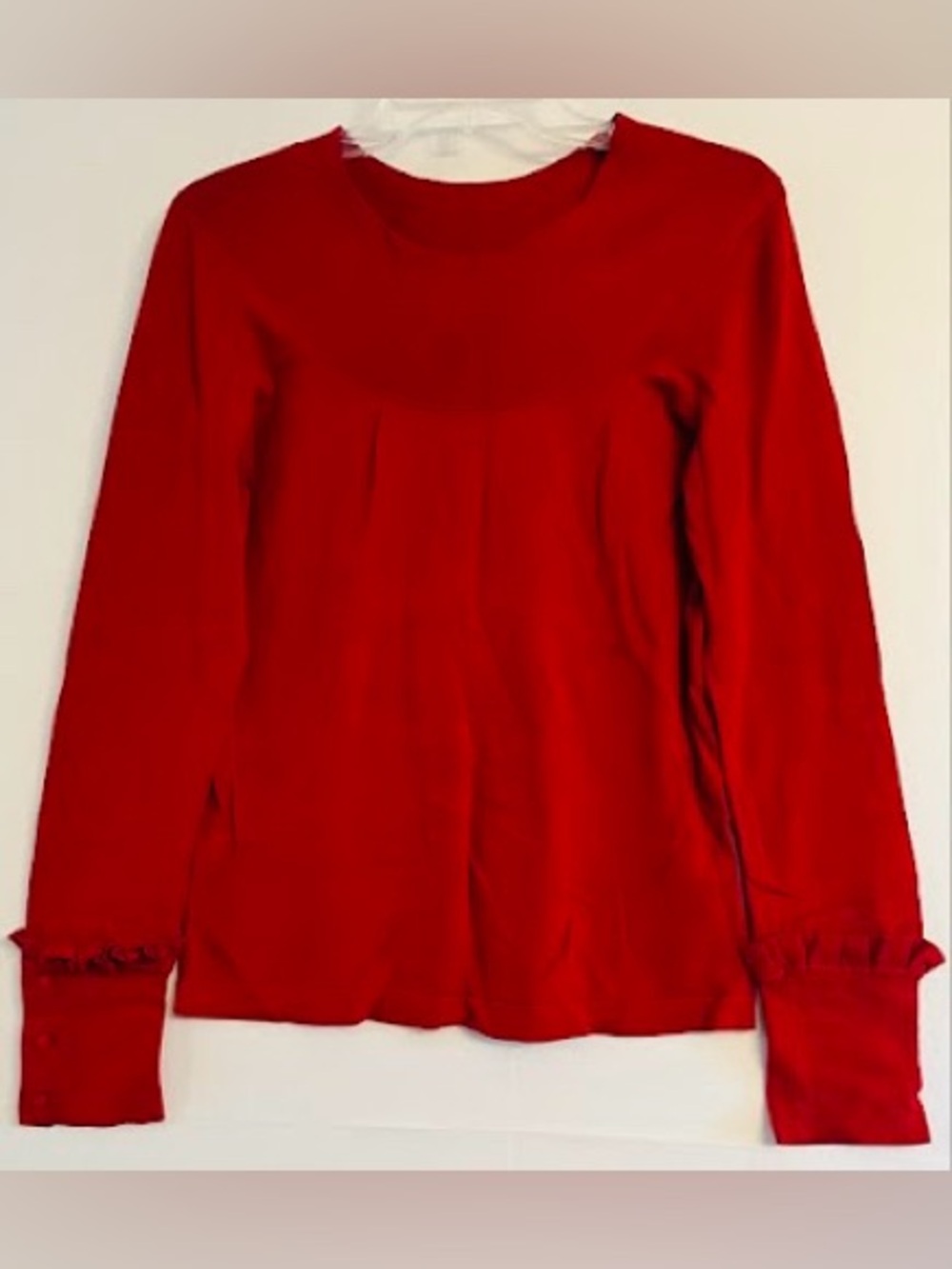 Nine West Cherry Red Ruffle Cuff Knit Blouse Medium